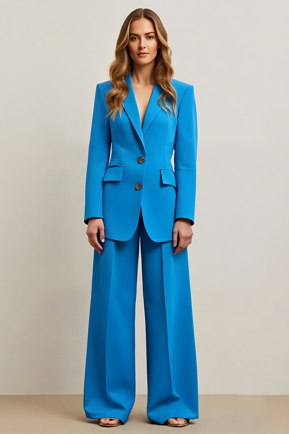 Costumes d’affaires 2 pièces bleus à simple boutonnage