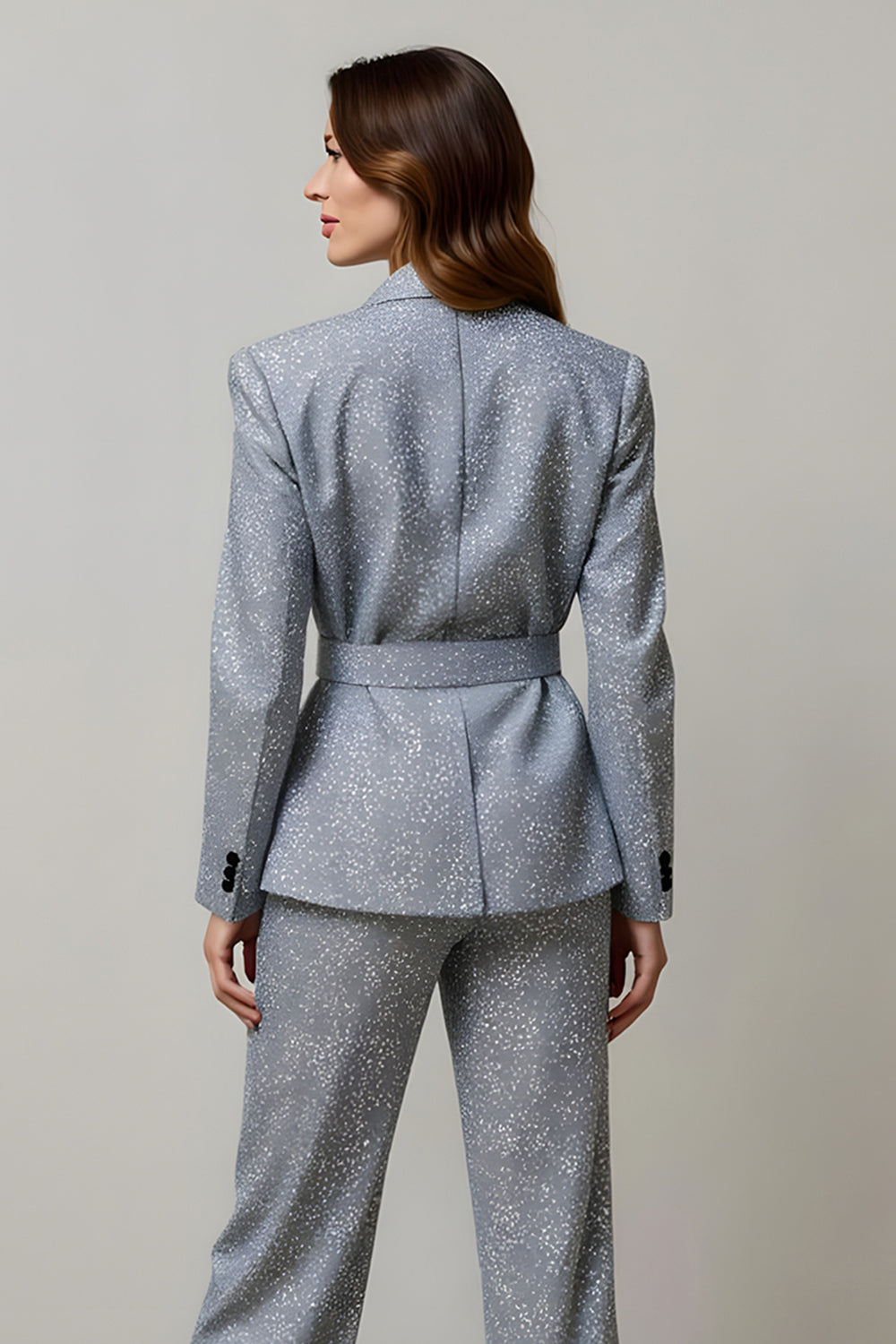 Sparkly Grey 2 Piece Paillettes Femmes Bal Costumes avec Poches