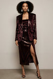 Sparkly Burgundy Sequins Femmes Costumes avec Manches