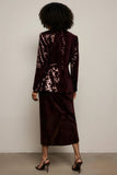 Sparkly Burgundy Sequins Femmes Costumes avec Manches