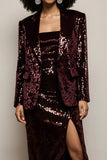 Sparkly Burgundy Sequins Femmes Costumes avec Manches