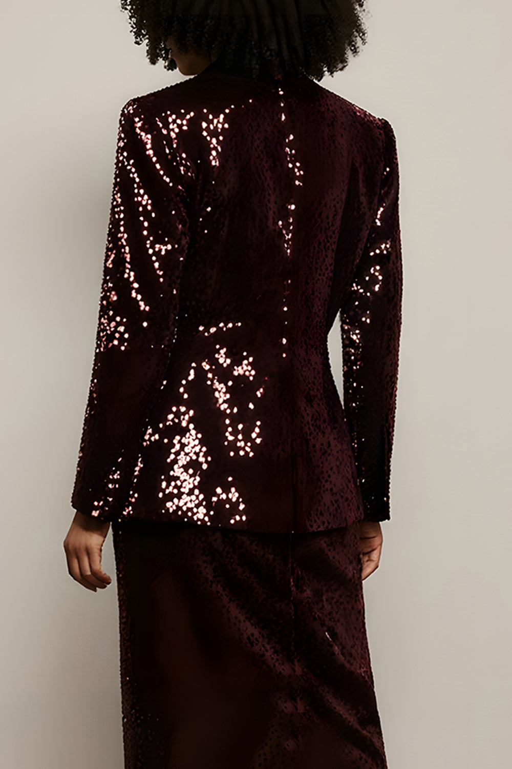 Sparkly Burgundy Sequins Femmes Costumes avec Manches