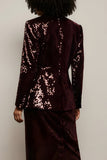 Sparkly Burgundy Sequins Femmes Costumes avec Manches