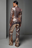 Rose Golden Peak Lapel 2 Piece Femmes Costumes avec Manches