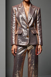 Rose Golden Peak Lapel 2 Piece Femmes Costumes avec Manches