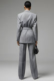 Gris Cranched Lapel 2 Piece Femmes Costumes avec Bowknot
