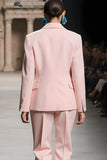 Rose Cranté Revers 2 pièces Femmes Costumes avec Manche