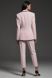 Rose 2 Pièce Cranté Revers Un Bouton Femmes Costumes