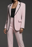 Rose 2 Pièce Cranté Revers Un Bouton Femmes Costumes