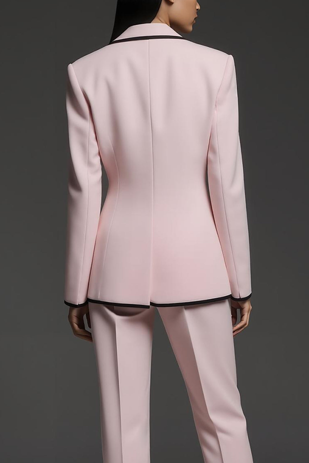 Rose 2 Pièce Cranté Revers Un Bouton Femmes Costumes