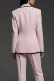 Rose 2 Pièce Cranté Revers Un Bouton Femmes Costumes