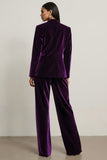 Velours Violet Foncé Pointe Revers 2 Pièces Femmes Costumes