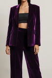 Velours Violet Foncé Pointe Revers 2 Pièces Femmes Costumes