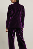 Velours Violet Foncé Pointe Revers 2 Pièces Femmes Costumes