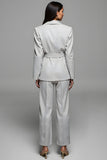 Gris Cranched Limp Belt 2 Piece Femmes Costumes avec Manche