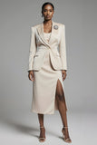Peak Lapel Sheath Champagne One Button Femmes Costumes avec Fente