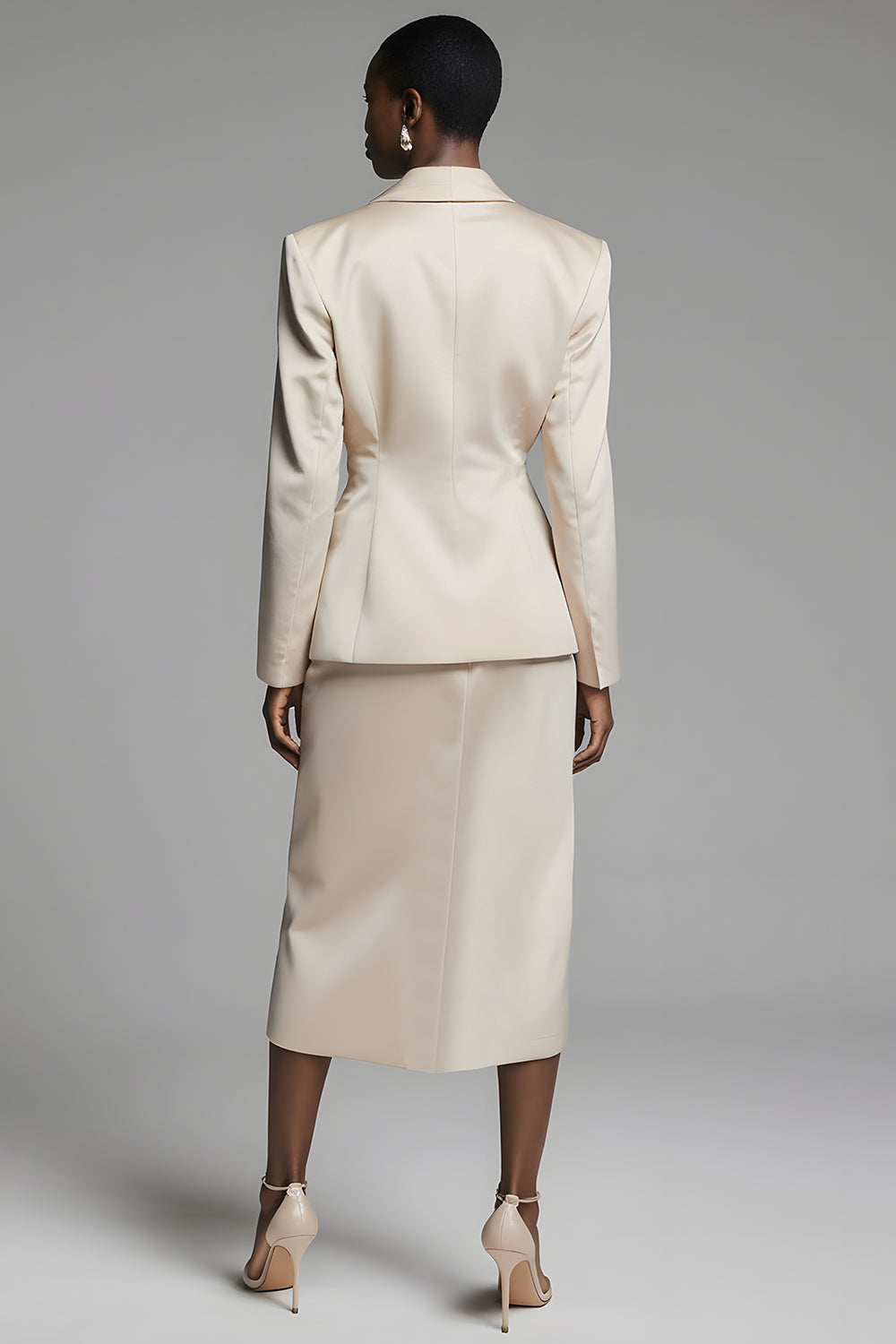 Peak Lapel Sheath Champagne One Button Femmes Costumes avec Fente