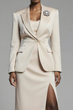 Peak Lapel Sheath Champagne One Button Femmes Costumes avec Fente