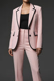 Rose Cranched Lapel 2 Piece Femmes Costumes avec Poche