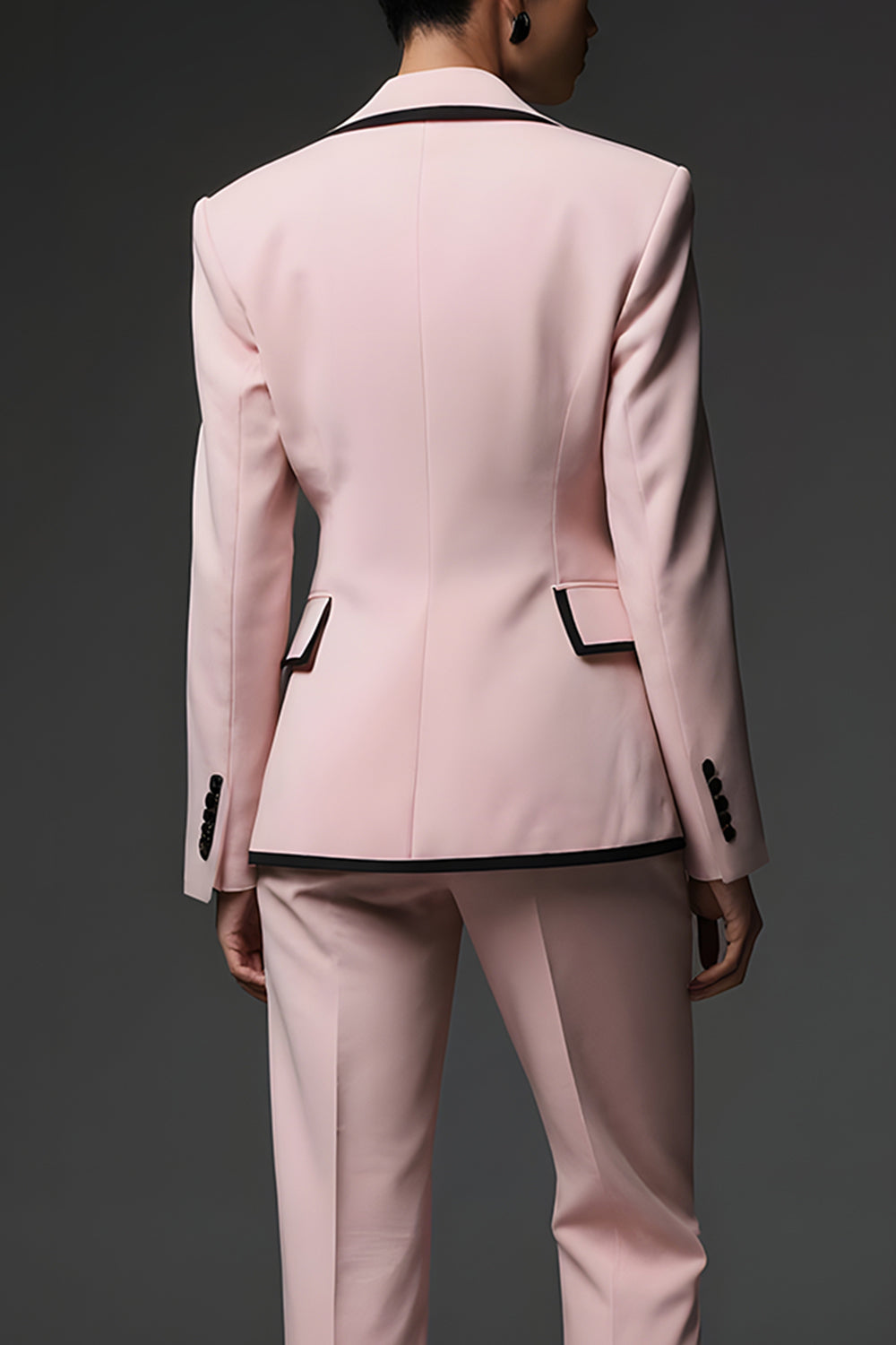Rose Cranched Lapel 2 Piece Femmes Costumes avec Poche