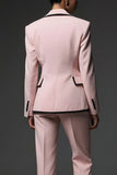 Rose Cranched Lapel 2 Piece Femmes Costumes avec Poche