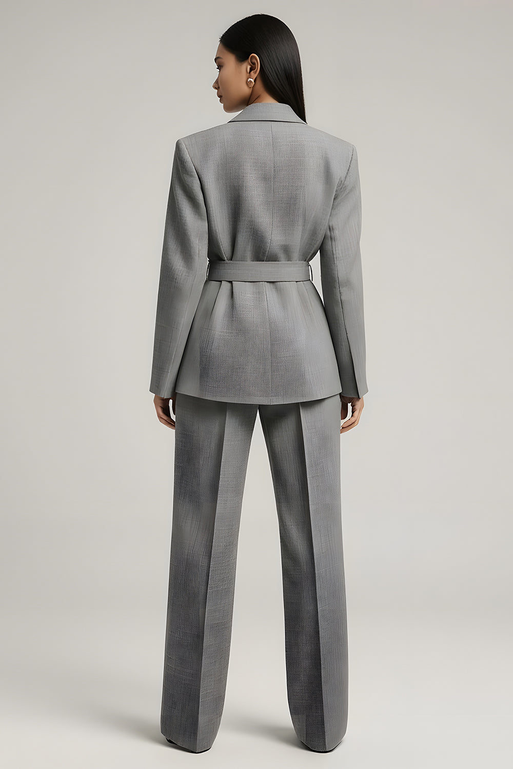 Grey Peak Lapel 2 Piece Femmes Costumes avec Bowknot