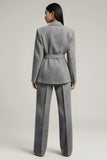 Grey Peak Lapel 2 Piece Femmes Costumes avec Bowknot