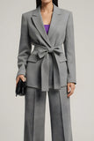 Grey Peak Lapel 2 Piece Femmes Costumes avec Bowknot