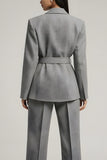 Grey Peak Lapel 2 Piece Femmes Costumes avec Bowknot
