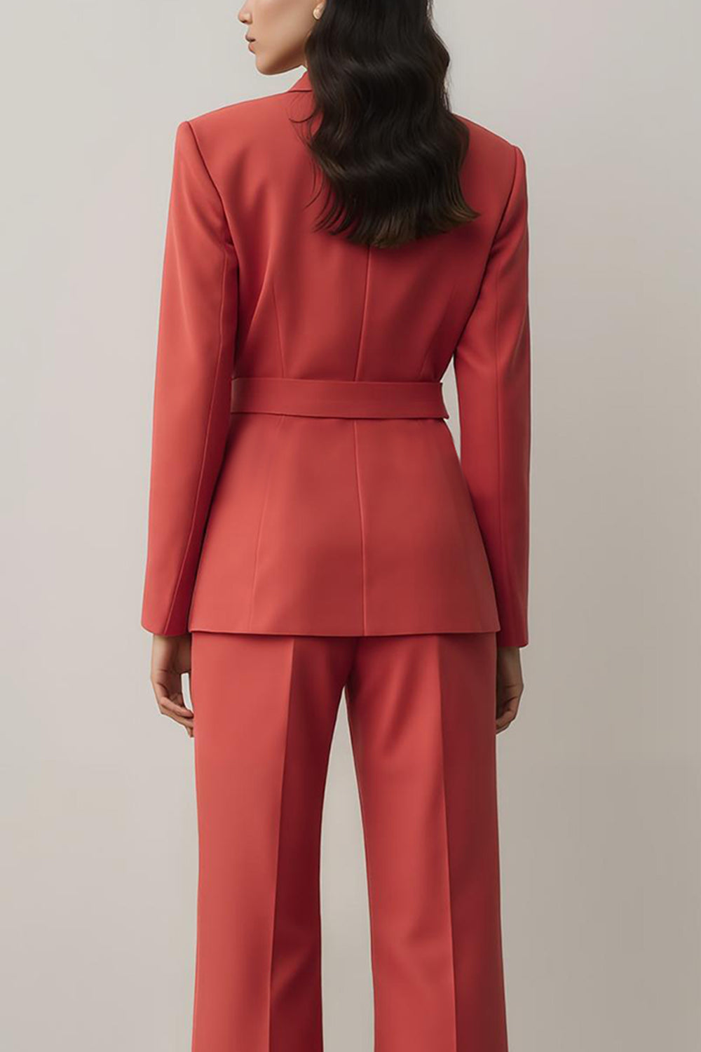 Rouge Cranté Lapvers 2 Pièces Femmes Costumes avec Ceinture