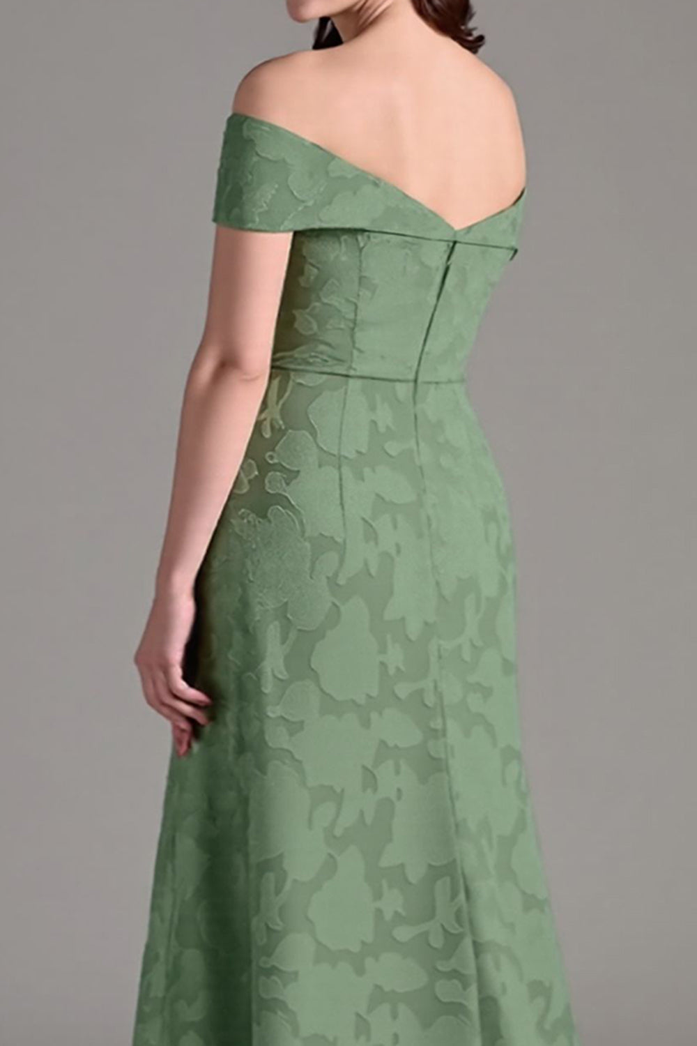 Eucalyptus A-ligne Épaule Dénudée Robe de demoiselle d’honneur longue