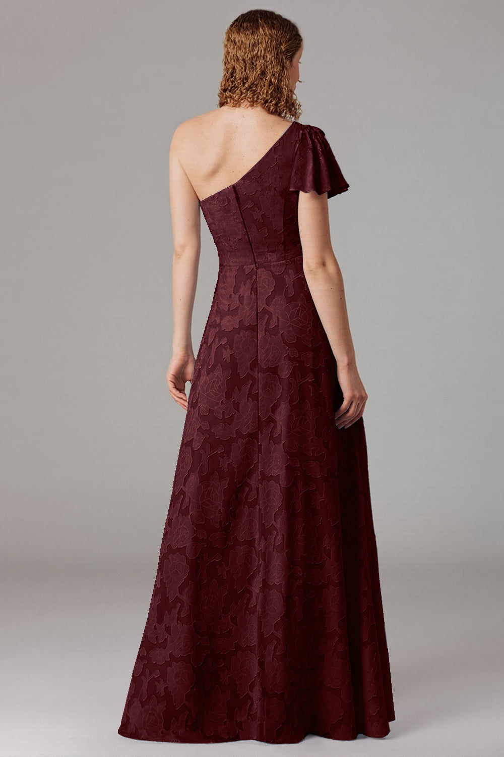 Robe de demoiselle d’honneur à une épaule A-ligne bleu poussiéreux avec fente