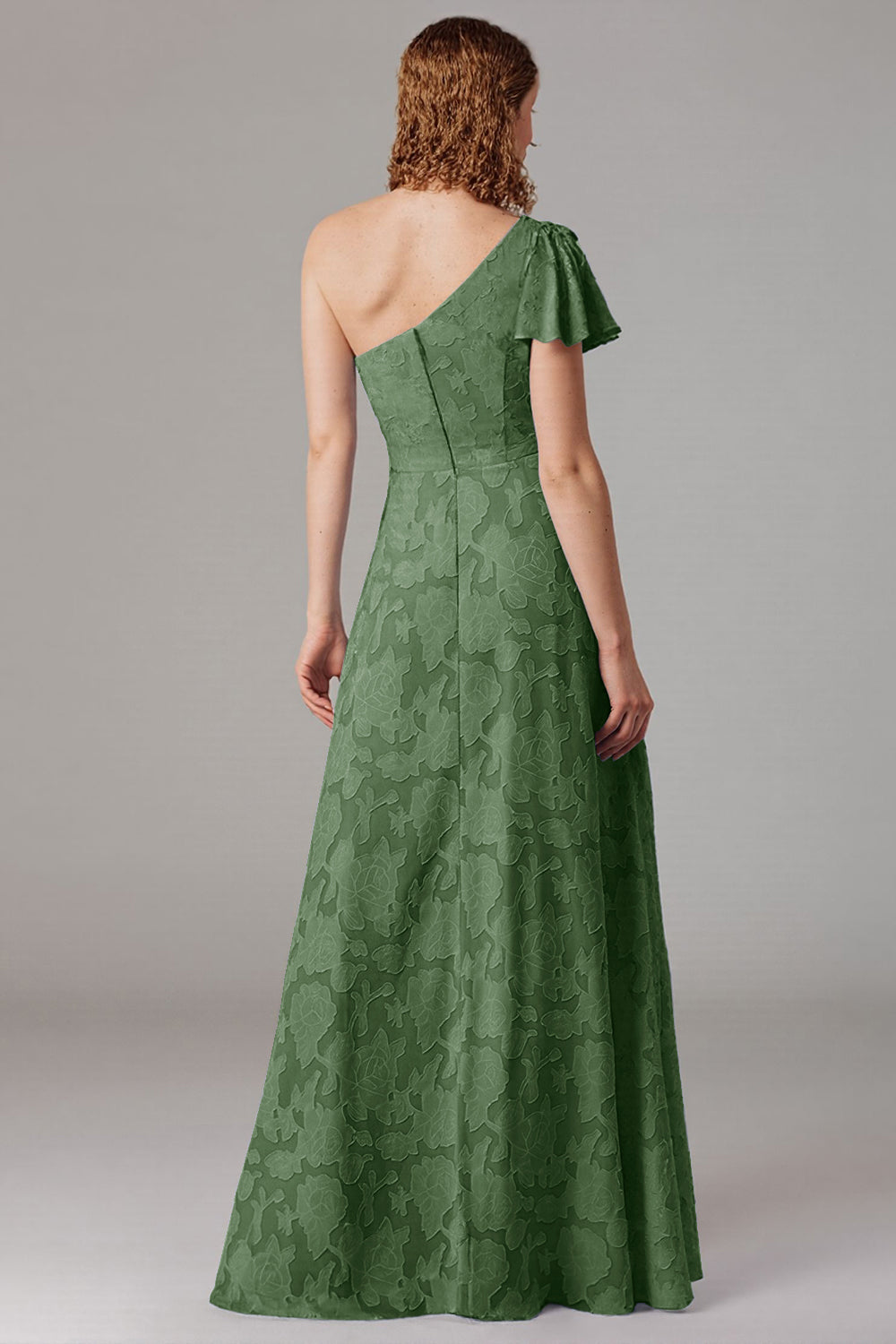 Robe de demoiselle d’honneur à une épaule A-ligne bleu poussiéreux avec fente