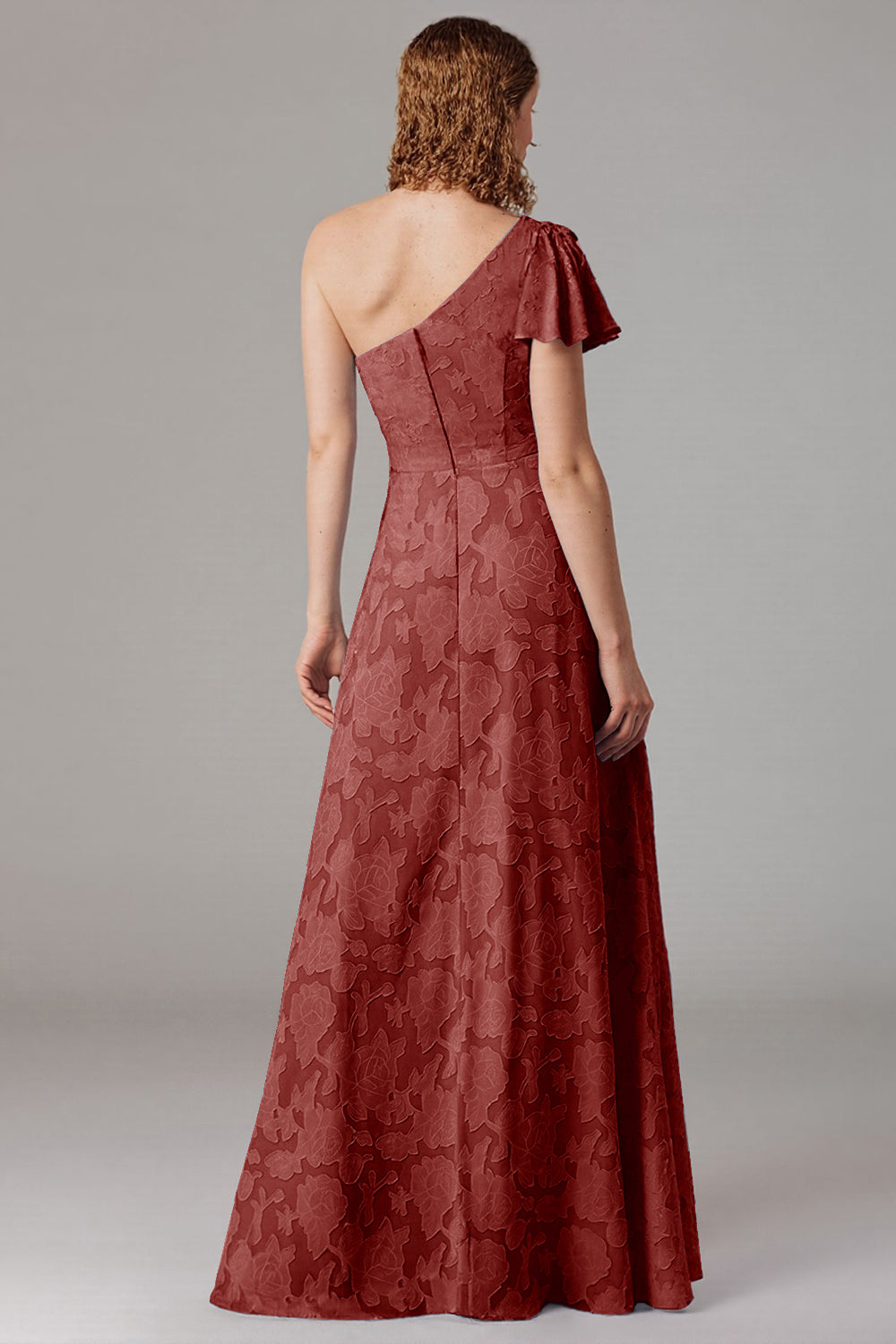 Robe de demoiselle d’honneur à une épaule A-ligne bleu poussiéreux avec fente