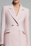 Robe blazer courte crayon à revers cranté rose