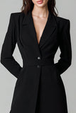 Robe blazer courte noire à revers crantés à simple boutonnage
