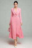 Robe blazer plissée rose à manches longues