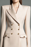 Robe blazer courte à revers en pointe à double boutonnage champagne