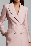 Robe blazer à double boutonnage à revers en pointe crayon rose