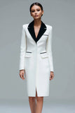 Robe blazer courte à revers crantés ivoire