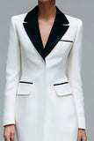 Robe blazer courte à revers crantés ivoire
