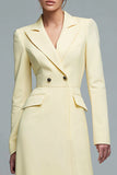Manches longues Robe blazer jonquille à revers en pointe haut-bas