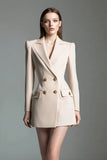 Robe blazer courte à manches longues à revers Champagne Peak