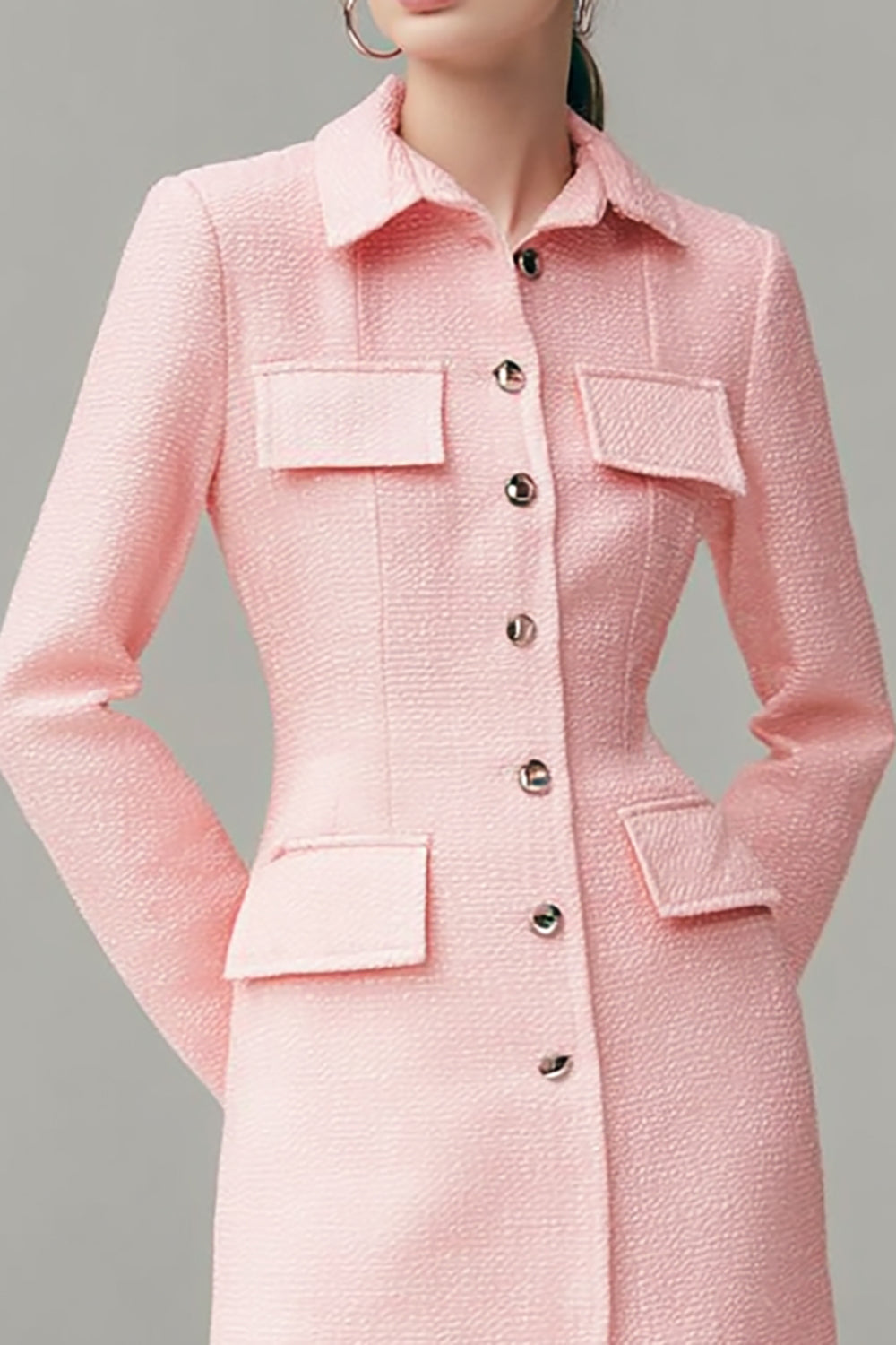 Robe de travail courte à col rose