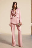 Costumes d’affaires en satin rose 2 pièces avec manches