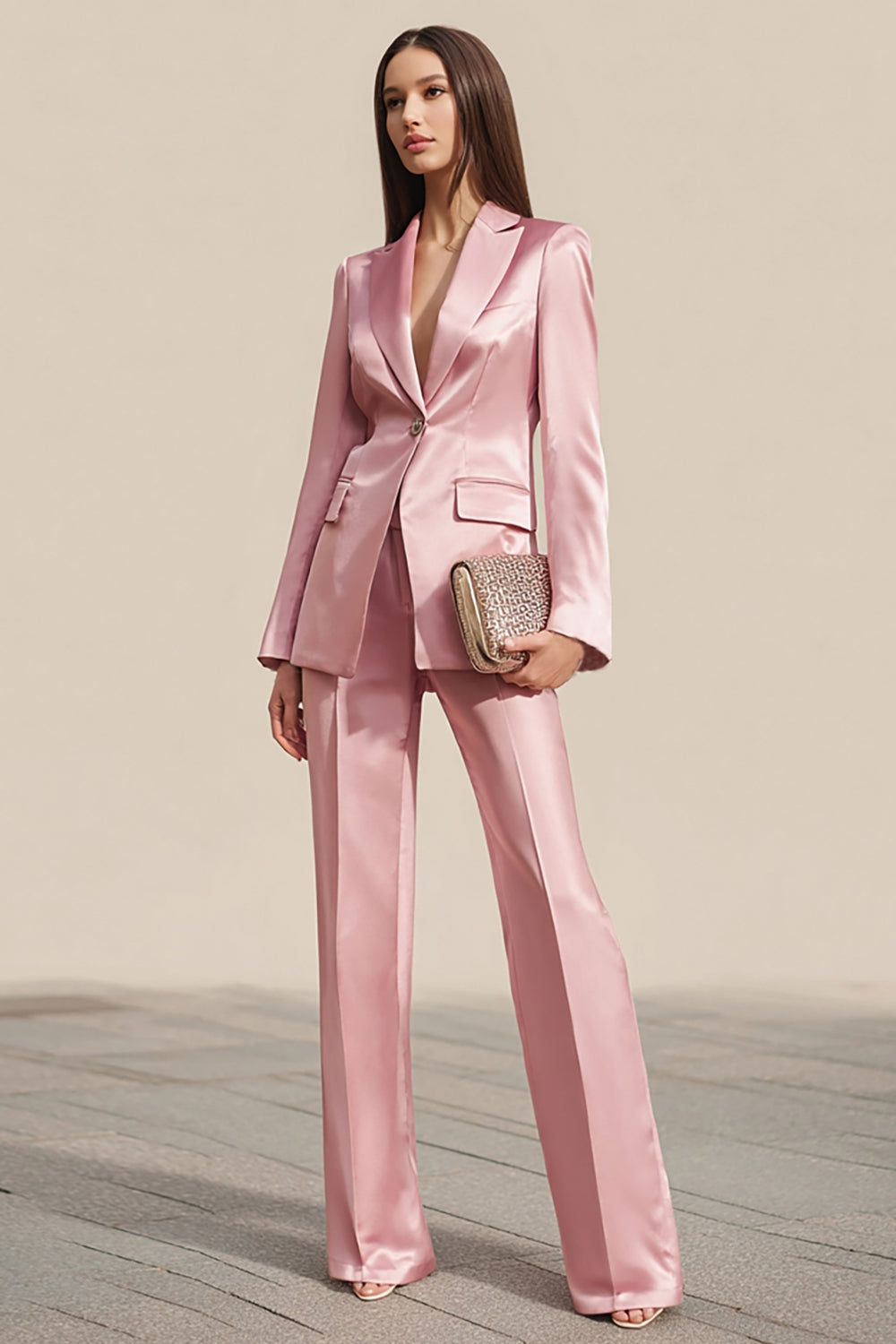 Dusty Rose Costumes d’affaires 2 pièces à revers crantés