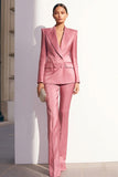 Dusty Rose 2 pièces revers Peak Lavers Costumes d’affaires en satin