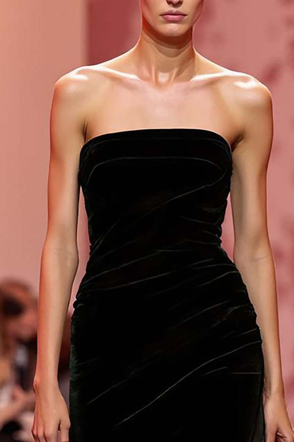 Sirène Robe longue de fête sans bretelles en velours noir