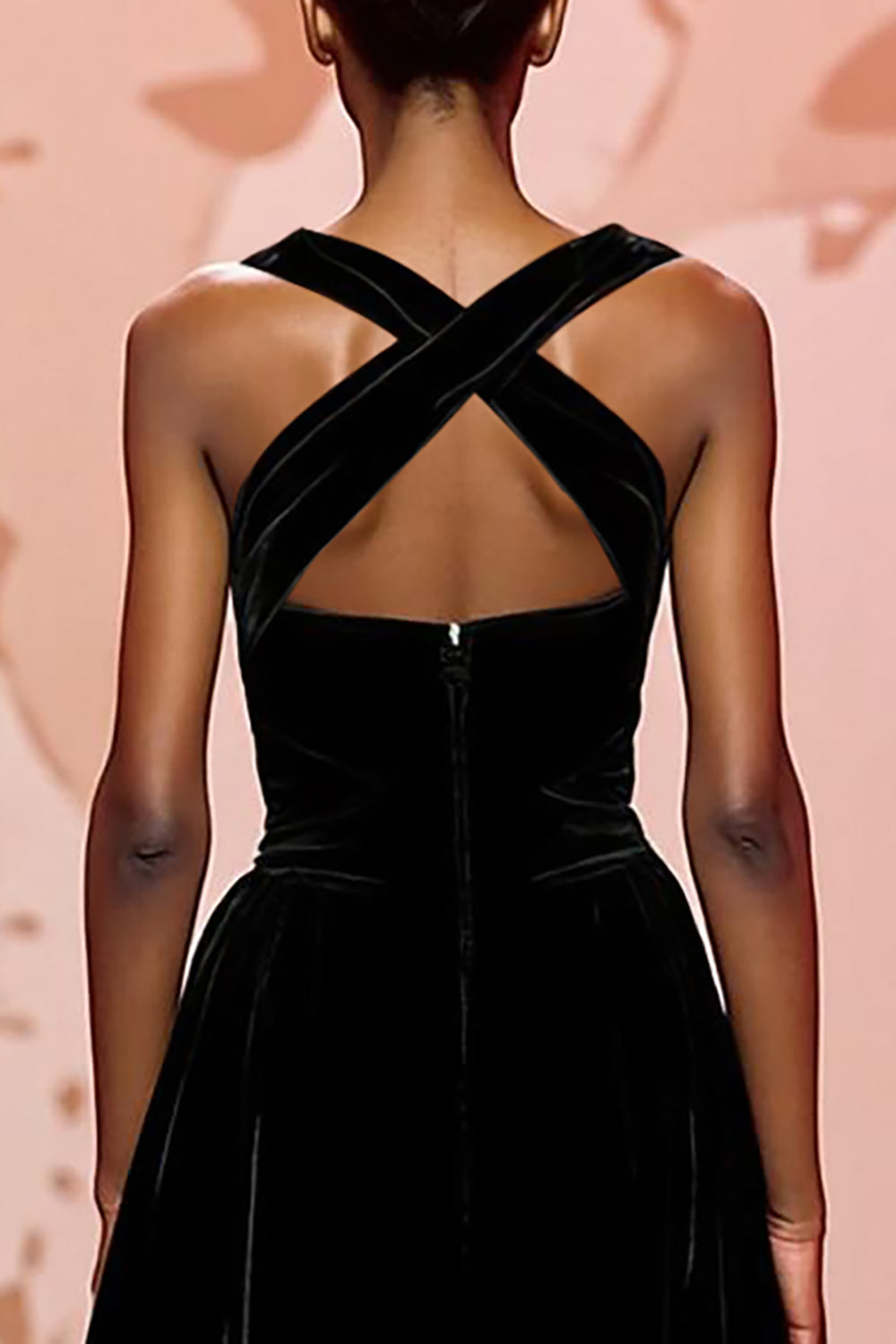 Robe de soirée longue en velours noir simple
