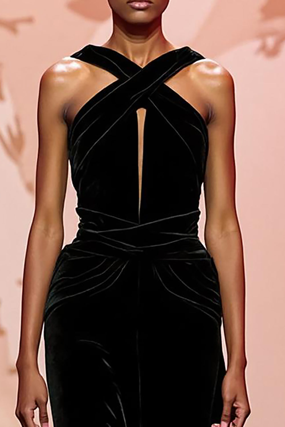 Robe de soirée longue en velours noir simple